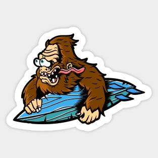 Sasquatch Surfer Cartoon Sticker